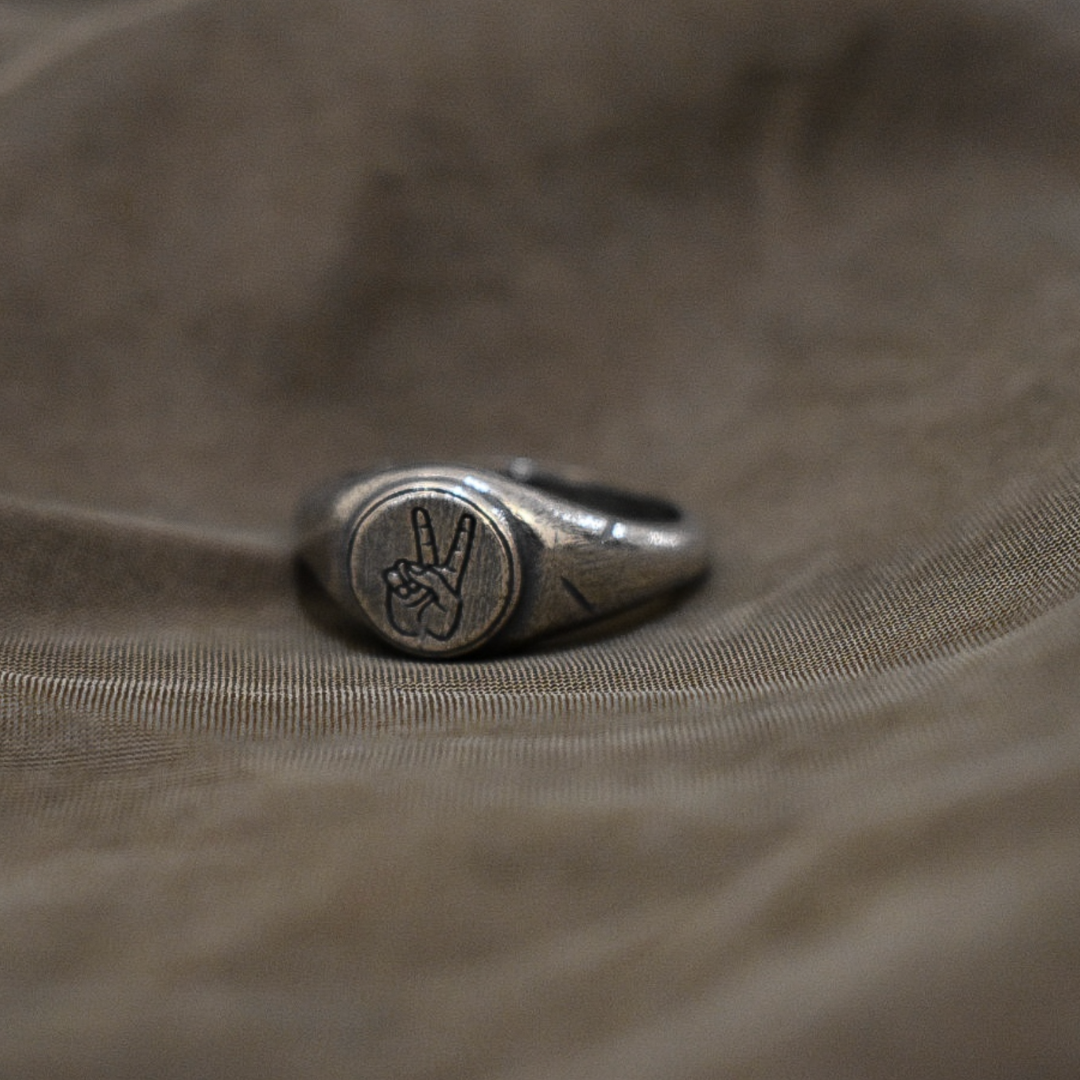 PEACE Ring in Antique Silver