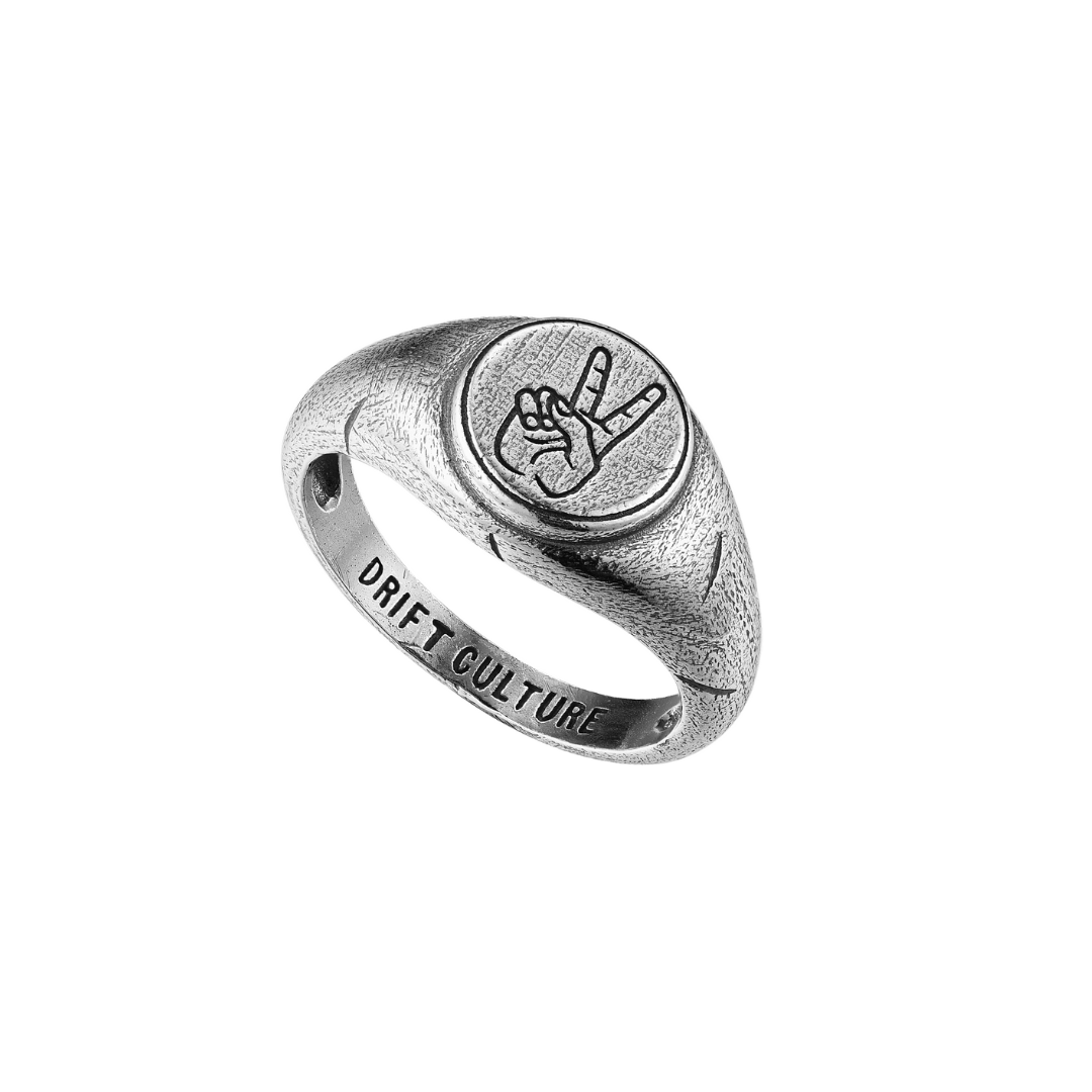 PEACE Ring in Antique Silver